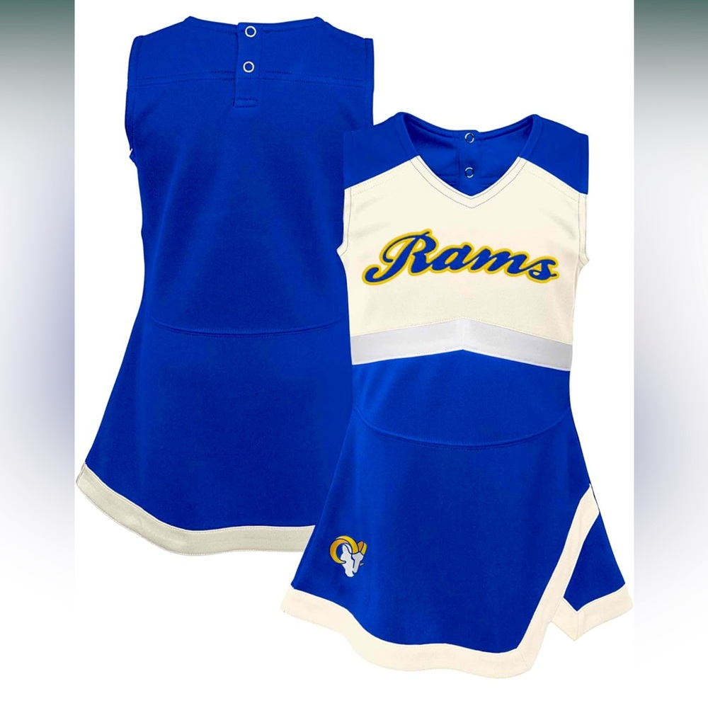 Girls Infant NFL Cheer Captain Jersey Jumper Dress Los Angeles Rams, Royal 24M